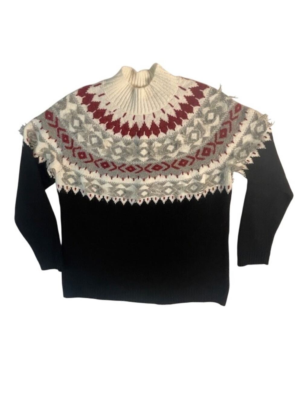 J.Jill Fair Isle Mock Neck Sweater PETITE SMALL Nordic Cozy Cottagecore Nordic